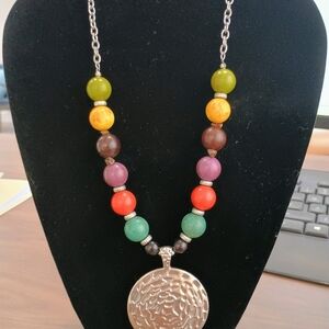 Kohl's Vibrant Beaded Necklace with Silver-Tone Pendant